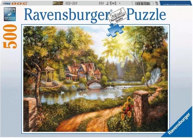 Ravensburger puzzle Chalupa pri rieke 500 dielikov
