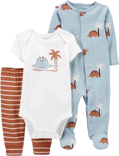 Carter's set pre chlapčeka: body s krátkym rukávom, overal a tepláky Blue Dino, vel. 56