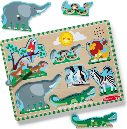 Melissa & Doug drevené zvukové puzzle Zvieratá v zoo