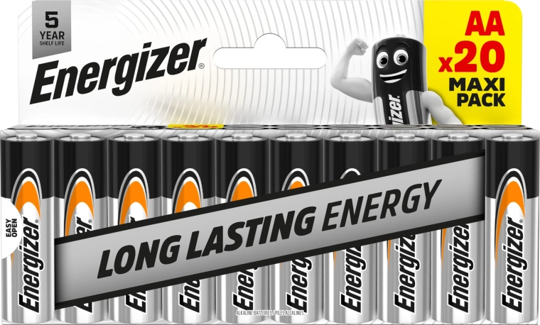 Energizer Everyday AA alkalické batérie 1,5 V – balenie 20 ks