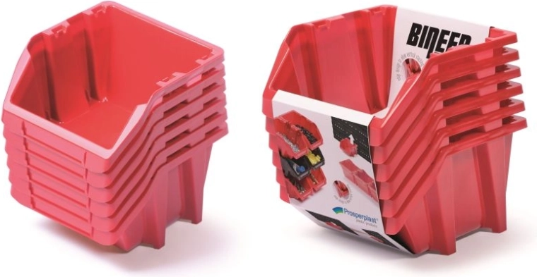 Sada úložných boxov Bineer Short, 6 ks, červená