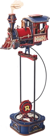 RoboTime ROKR mechanická 3D drevená skladačka expresný parný vlak s kyvadlom