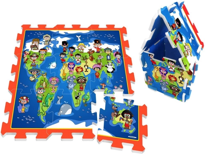 Penuškové puzzle Deti sveta – vzdelávacia hracia podložka 93 × 93 cm