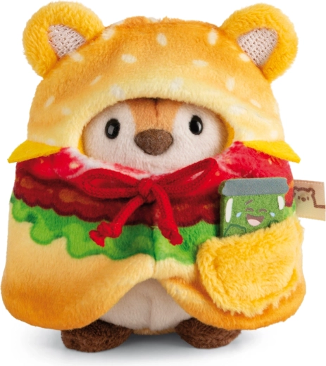 Nici MyMochi plyšový tiger Tiggy 8 cm s kostýmom hamburgera a mini uhorkou, darčeková sada