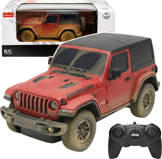 Rastar JEEP Wrangler Rubicon Muddy 1:24 RC – červené terénne auto na diaľkové ovládanie