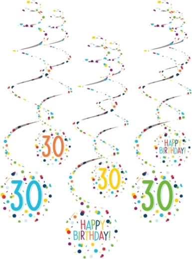 Confetti Birthday dekoračné špirály 30–61 cm (6 ks)