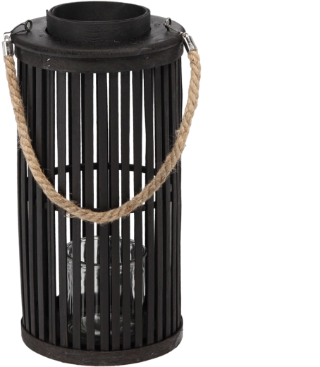 Drevený lampáš 40 × 20 cm, čierny