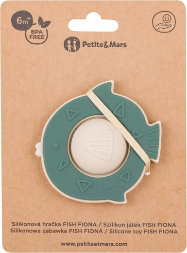 Petite&Mars silikónová hračka Fish Fiona – misty green