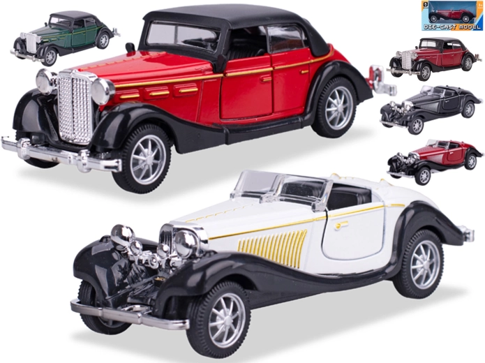 Kovový model historického auta 1:36 so spätným chodom, 11,5 cm