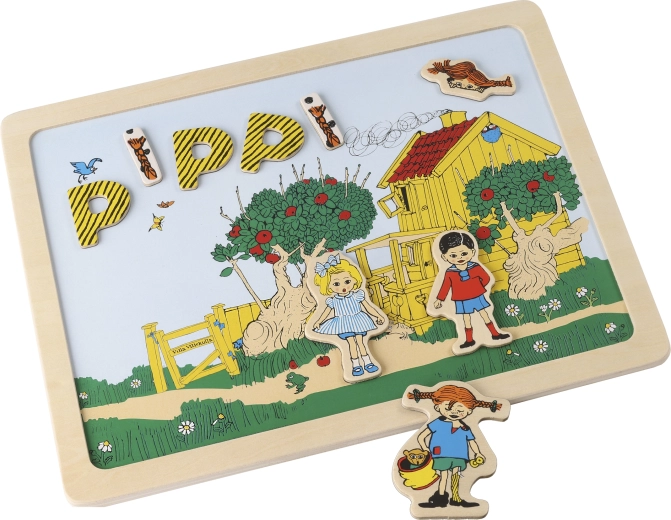Obojstranná magnetická tabuľka s písmenkami a obrázkami Pippi