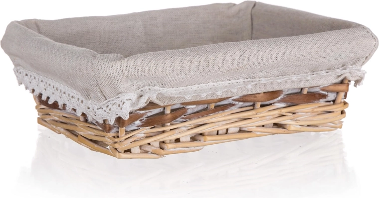 Prútený obdĺžnikový košík Duo 21 × 16 cm s čipkovým lemom