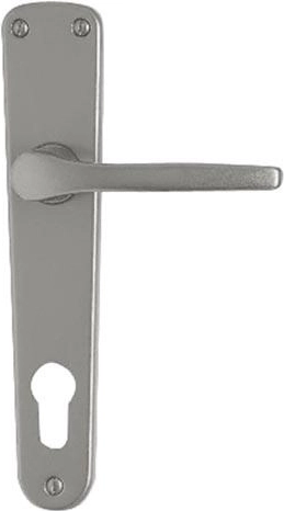 Kľučka so štítom MONET pre cylindrickú vložku 90 mm, hliník, strieborná