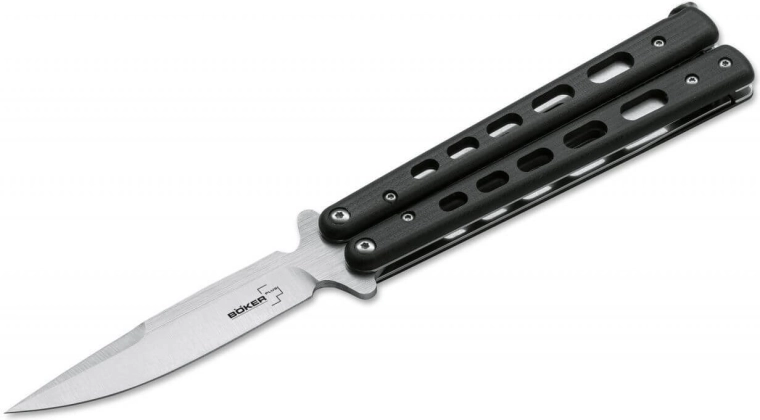 Motýlikový nôž Böker Plus Balisong G‑10 Large, čierny, 10,2 cm