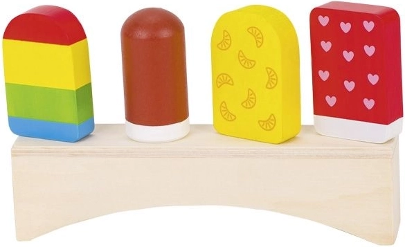 Farebné drevené nanuky na stojane