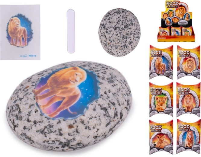 Kamienok so samolepkou – safari lev, kreatívna sada pre deti