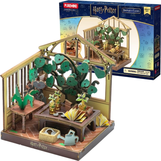 Puremind Harry Potter skladacie drevené 3D puzzle – skleník, hodina bylinkárstva