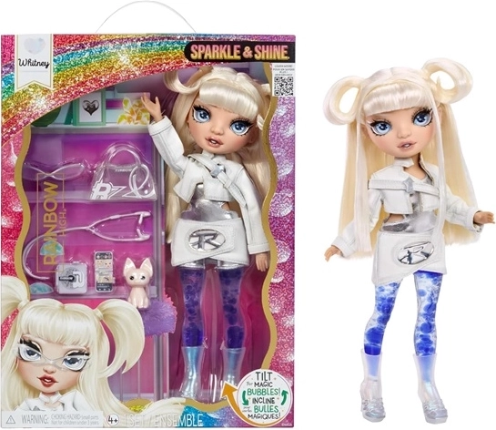 Rainbow High Sparkle & Shine white – zberateľská módna bábika s trblietavým efektom