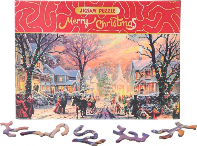 Puzzle Merry Christmas – zasnežená ulica 468 dielikov