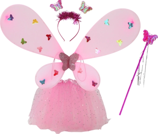 Kostým víly Motýľ Prevliek ružové krídla
