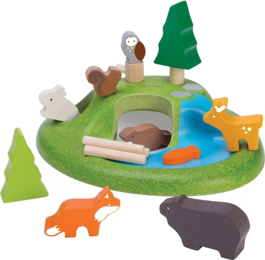 PlanToys sada lesných zvieratiek a krajiny