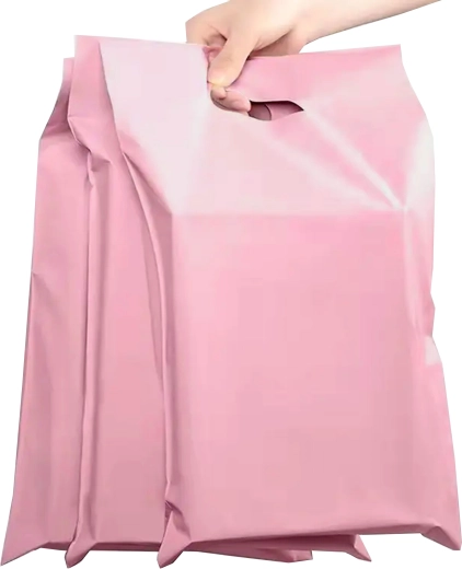 Ružové poštové plastové obálky s uškom 400 × 500 + 70 mm, 50 ks