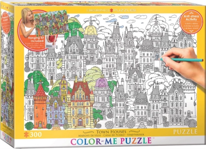 EUROGRAPHICS puzzle na vymaľovanie Domy v meste 300 dielikov + sada na zavesenie