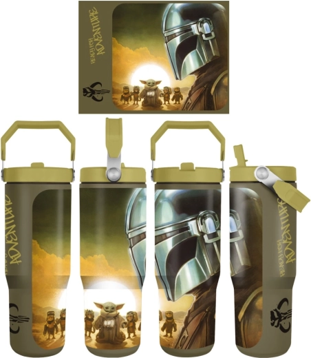 Cestovný hrnček Star Wars Mandalorian a Grogu Sunset s popruhom