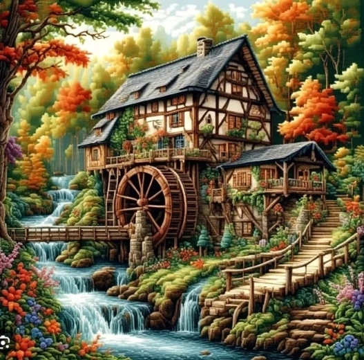 Norimpex diamantové maľovanie Mlyn v lese 30 × 40 cm - 1 kus