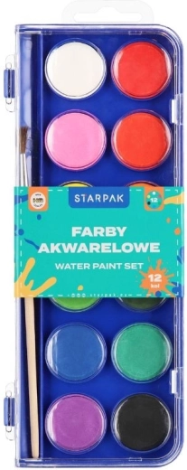 Akvarelové farby 12 farieb so štetcom