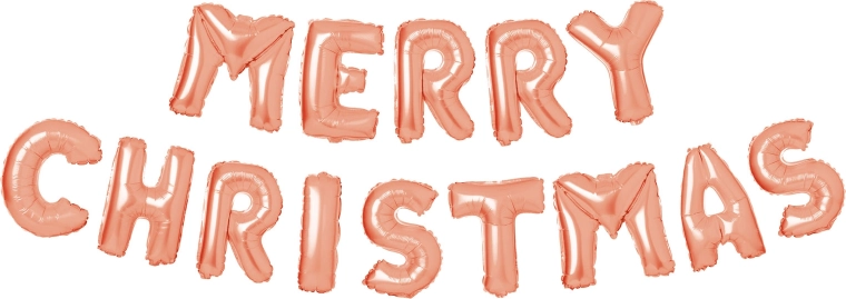 3D vianočný fóliový balónik „Merry Christmas“ v ružovom zlate