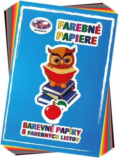 Zložka farebného papiera A4 80 g (8 listov, 8 farieb) - 1 kus