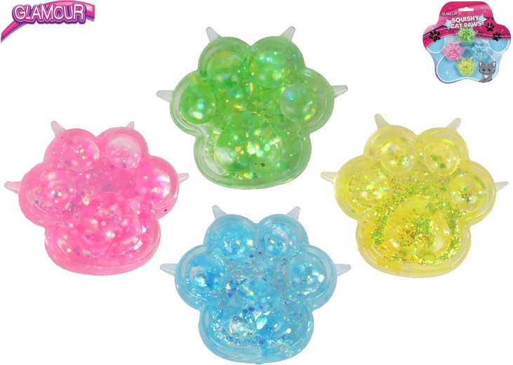 Glamour mini strečové gumičky do vlasov s motívom mačacej labky Sugar (4 ks)