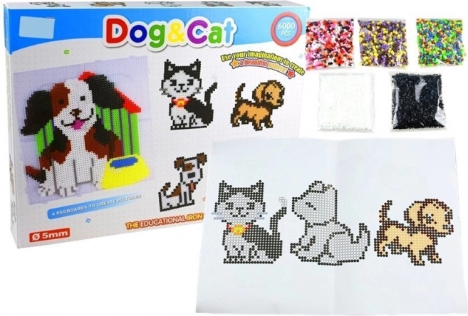 sada zažehľovacích korálikov pes a mačka 6000 ks
