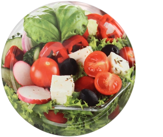 Viečka na zaváracie poháre 82 mm so 6 zárezmi – mix motívov zeleniny