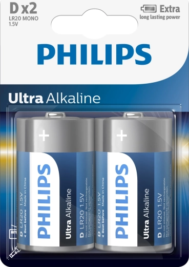 Philips Ultra Alkaline batérie D (LR20), 1,5 V – 2 ks