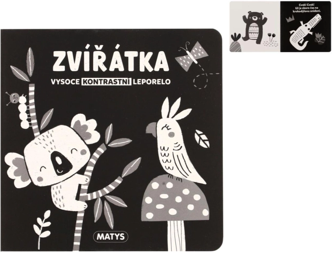 Vysokokontrastné leporelo zvieratká 16 × 16 cm