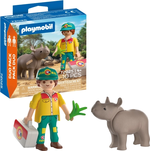 Playmobil Duo Pack – ošetrovateľ s nosorožcom a doplnkami
