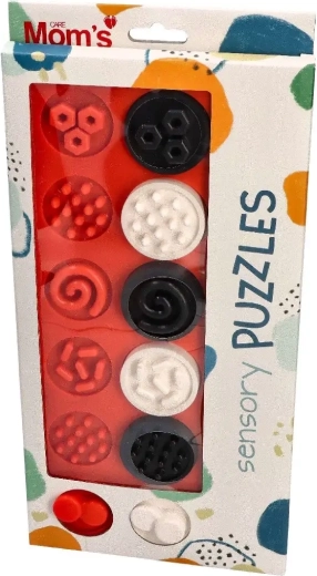 Kontrastné senzorické puzzle krúžky XL 6m+ Mom's Care