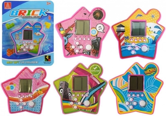 Vrecková elektronická hra TETRIS v tvare hviezdy – fialová