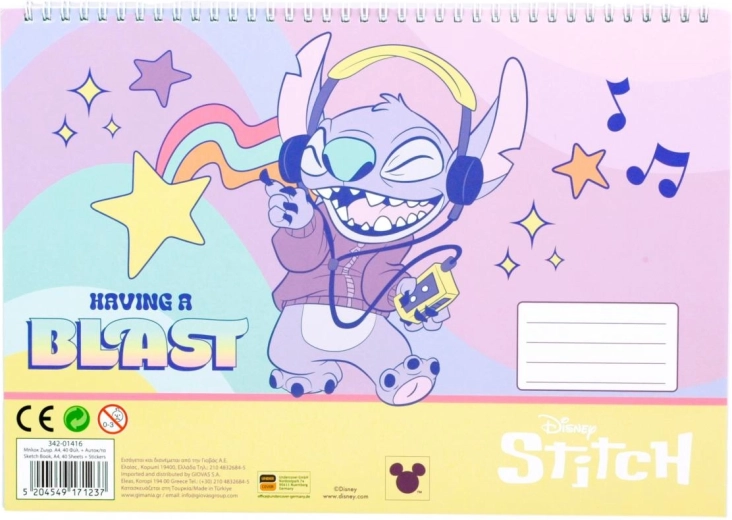 Špirálový blok so samolepkami Lilo a Stitch A4