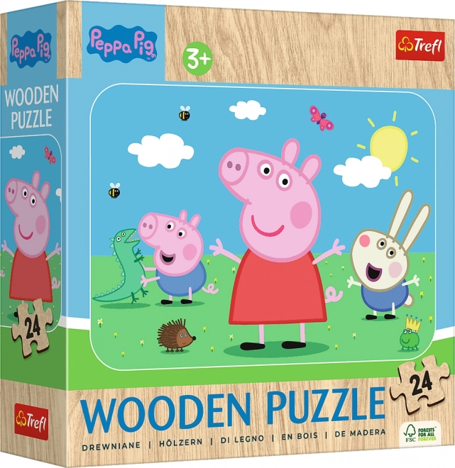 Drevené puzzle PRASIATKO PEPPA 24 dielikov