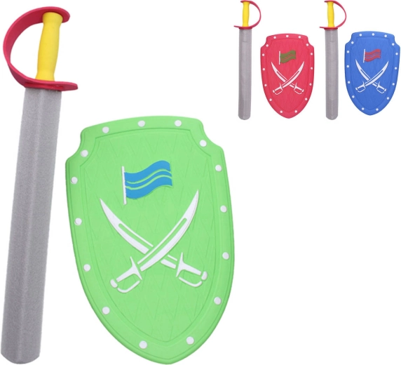 Penový meč a štít červenej farby 57 cm