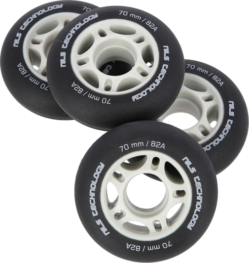 Matné kolieska na inline korčule NILS Extreme 70 mm 82A, čierna, sada 4 ks