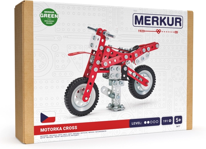 Merkur stavebnica Dirtbike – kovová motorka, 191 dielikov