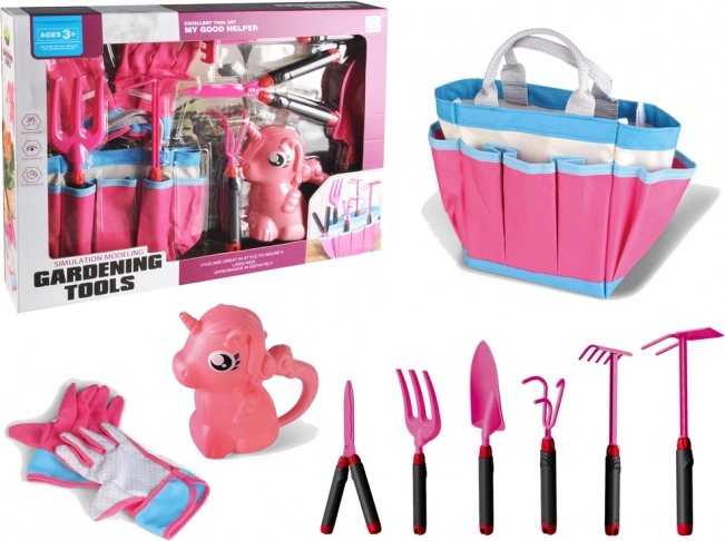Záhradná sada s nástrojmi a jednorožcom