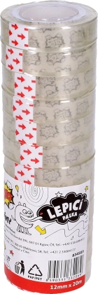 Priehľadná lepiaca páska 12 mm x 20 m, 12 ks