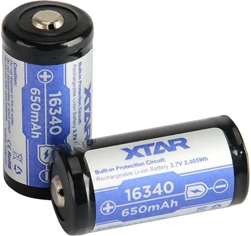XTAR akumulátor 16340 (R-CR123) Li-ion 3,7 V 650 mAh s ochranou – 1 kus