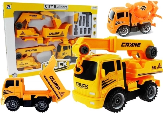 Súprava rozoberateľných stavebných vozidiel