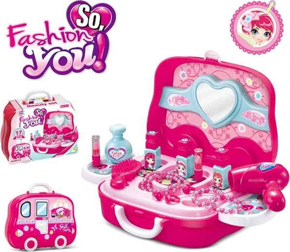 Ružový kozmetický kufrík Sparkys pre malé vizážistky