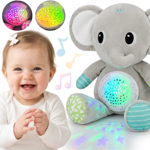 Woopie Baby plyšový slon s projektorom a upokojujúcimi zvukmi